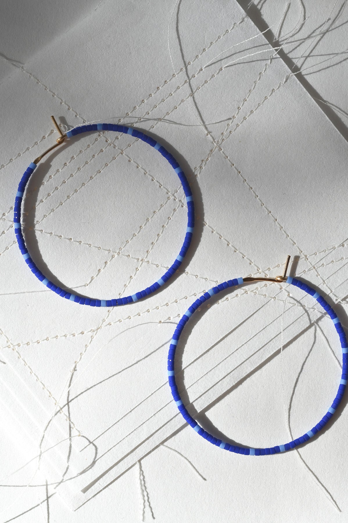 Large Lake and Sky Blue Dipsea Hoop Earrings at Abacus Row Handmade Jewelry