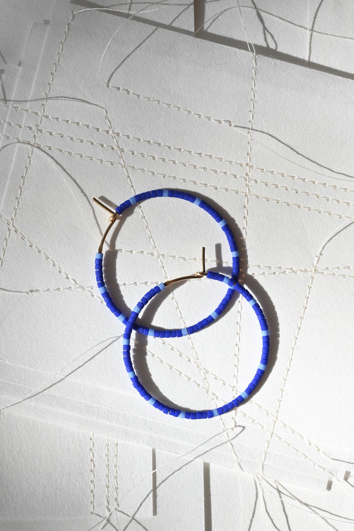 Small Dipsea Hoop Earrings in Lake and Sky Blue at Abacus Row Handmade Jewelry