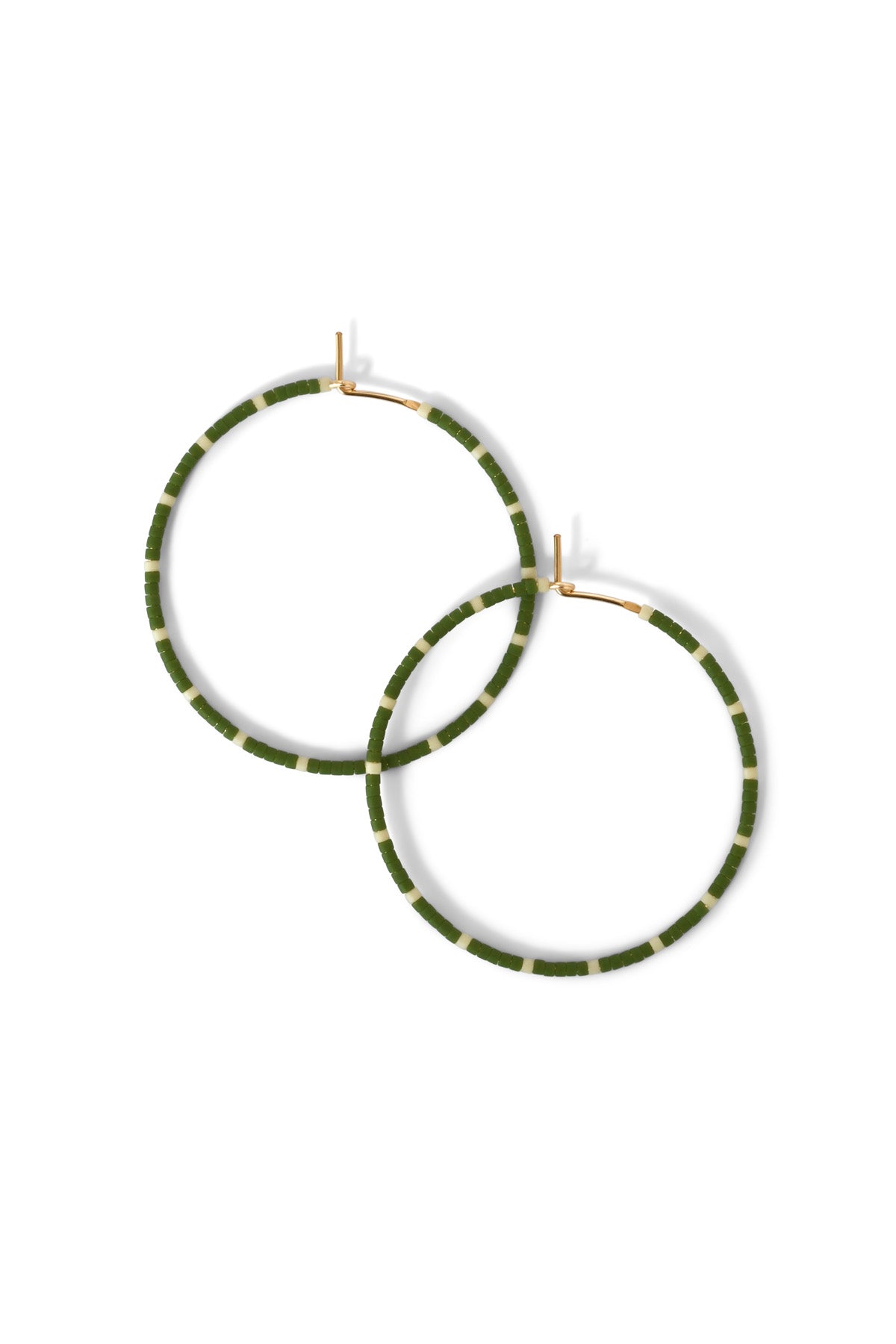 Large Olive and Sage Green Dipsea Hoop Earrings at Abacus Row Handmade Jewelry