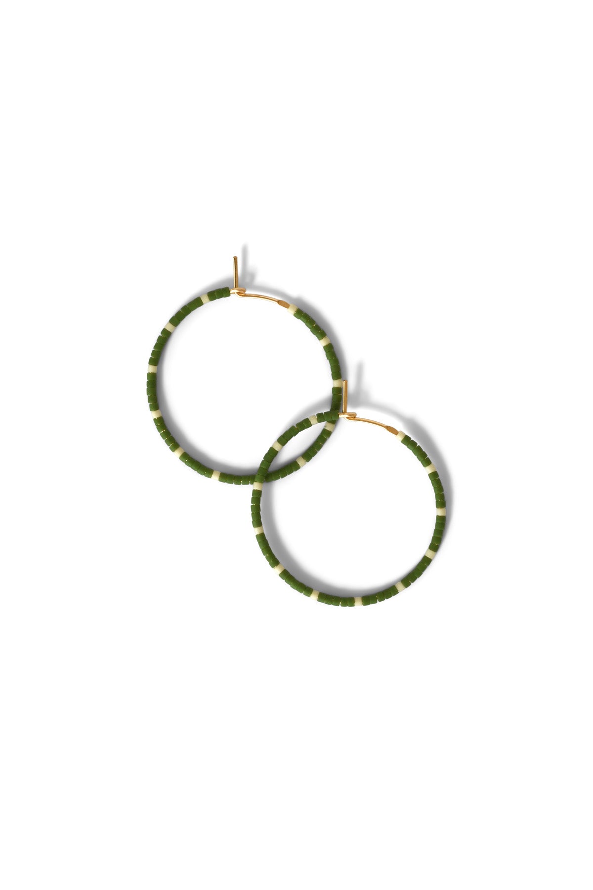 Small Olive and Sage Green Dipsea Hoop Earrings at Abacus Row Handmade Jewelry