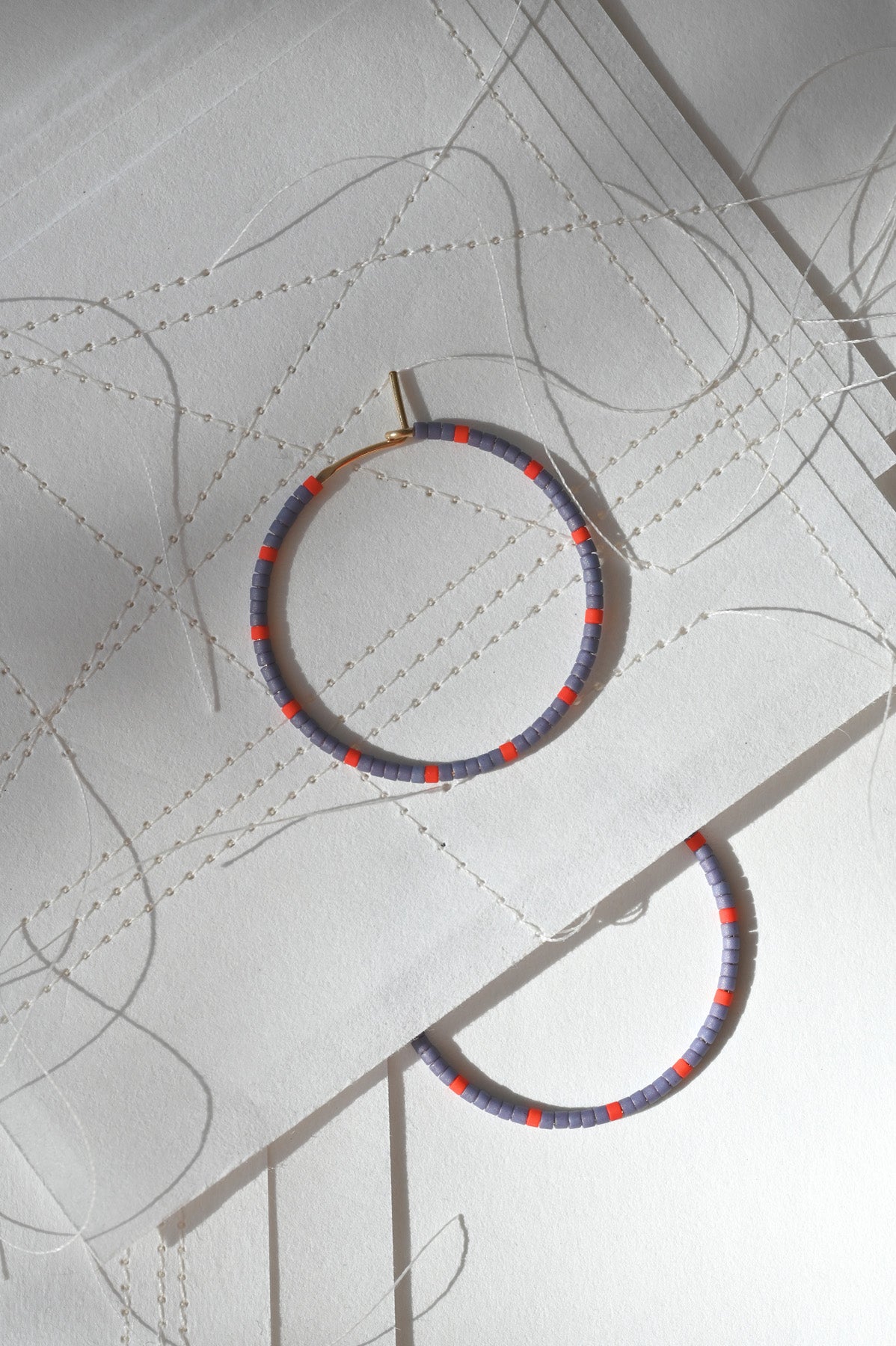 Small Plum and Red Dipsea Hoop Earrings at Abacus Row Handmade Jewelry