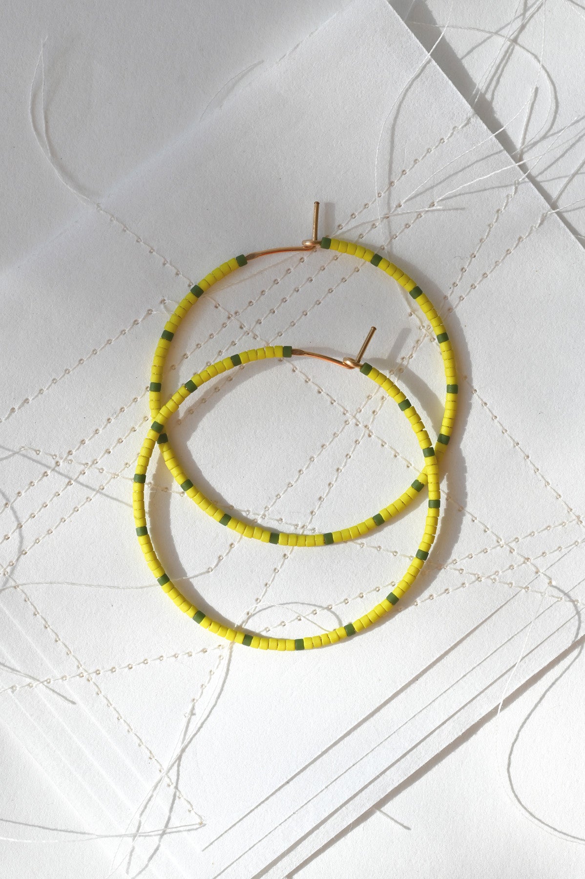 Large Dipsea Hoop Earrings in Pollen and Olive at Abacus Row Handmade Jewelry