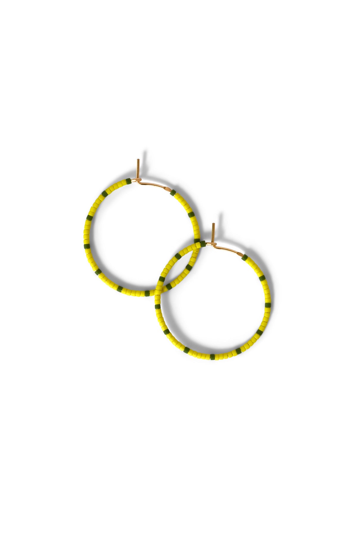 Small Pollen and Olive Dipsea Hoop Earrings at Abacus Row Handmade Jewelry