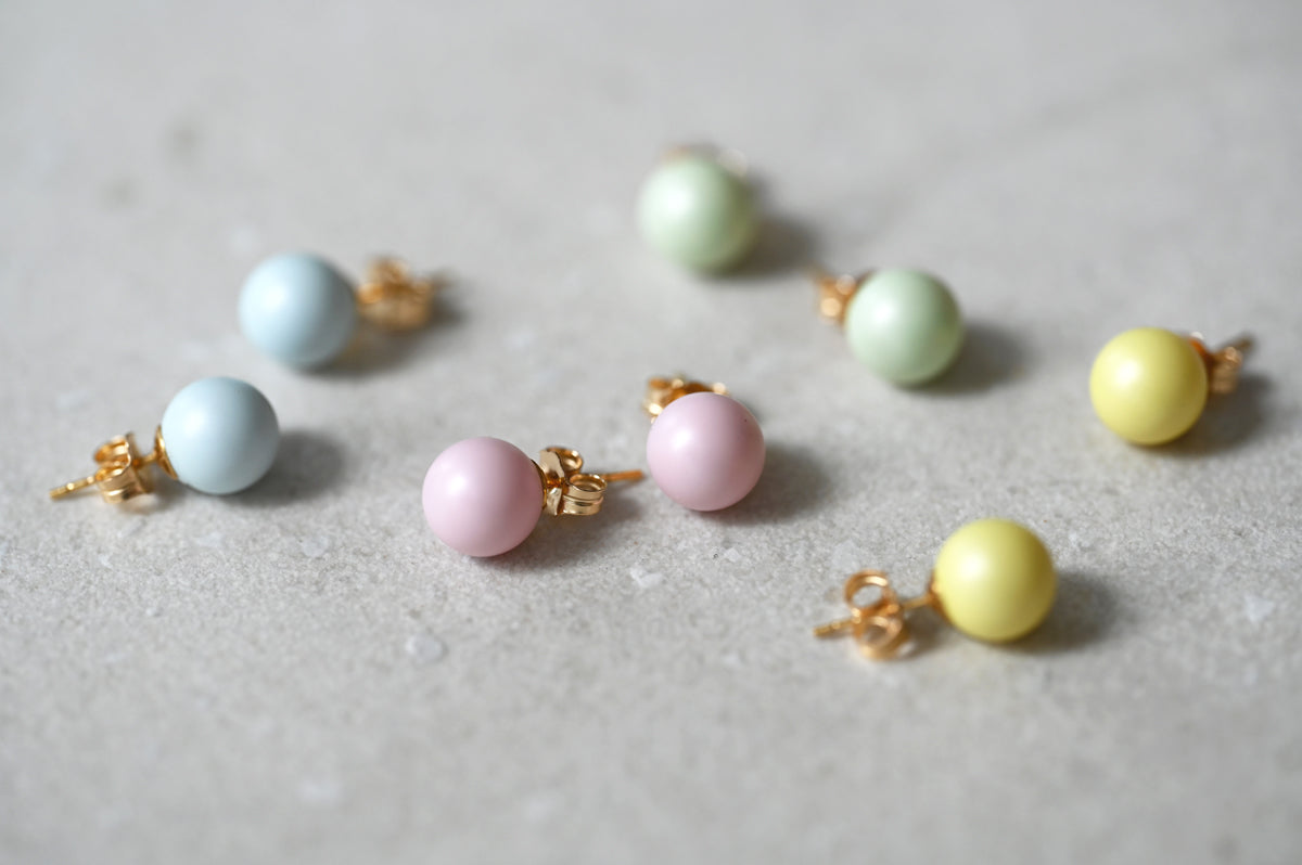 Scattered Dream Cloud Candy Button Earrings by Abacus Row Handmade Jewelry