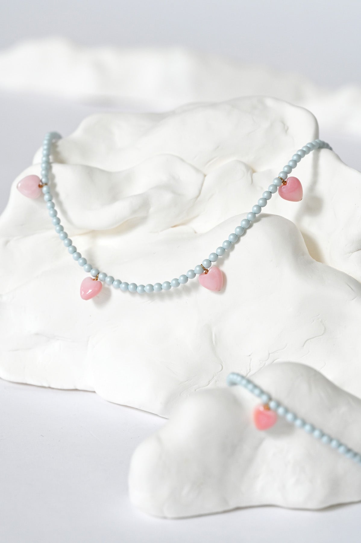 Dream Cloud Blue Forever Hearts Necklace Detail by Abacus Row Handmade Jewelry