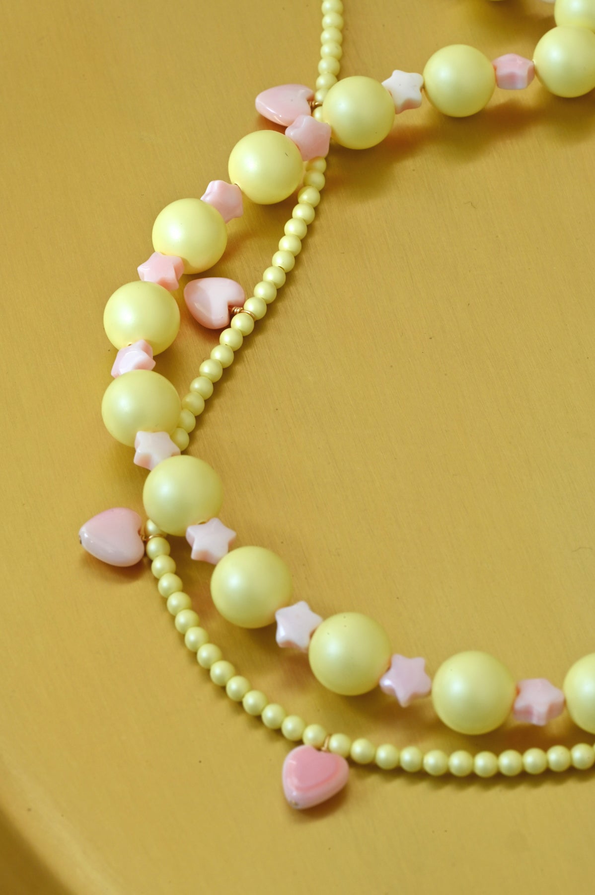 Dream Cloud yellow and pink Necklace details by Abacus Row Handmade Jewelry