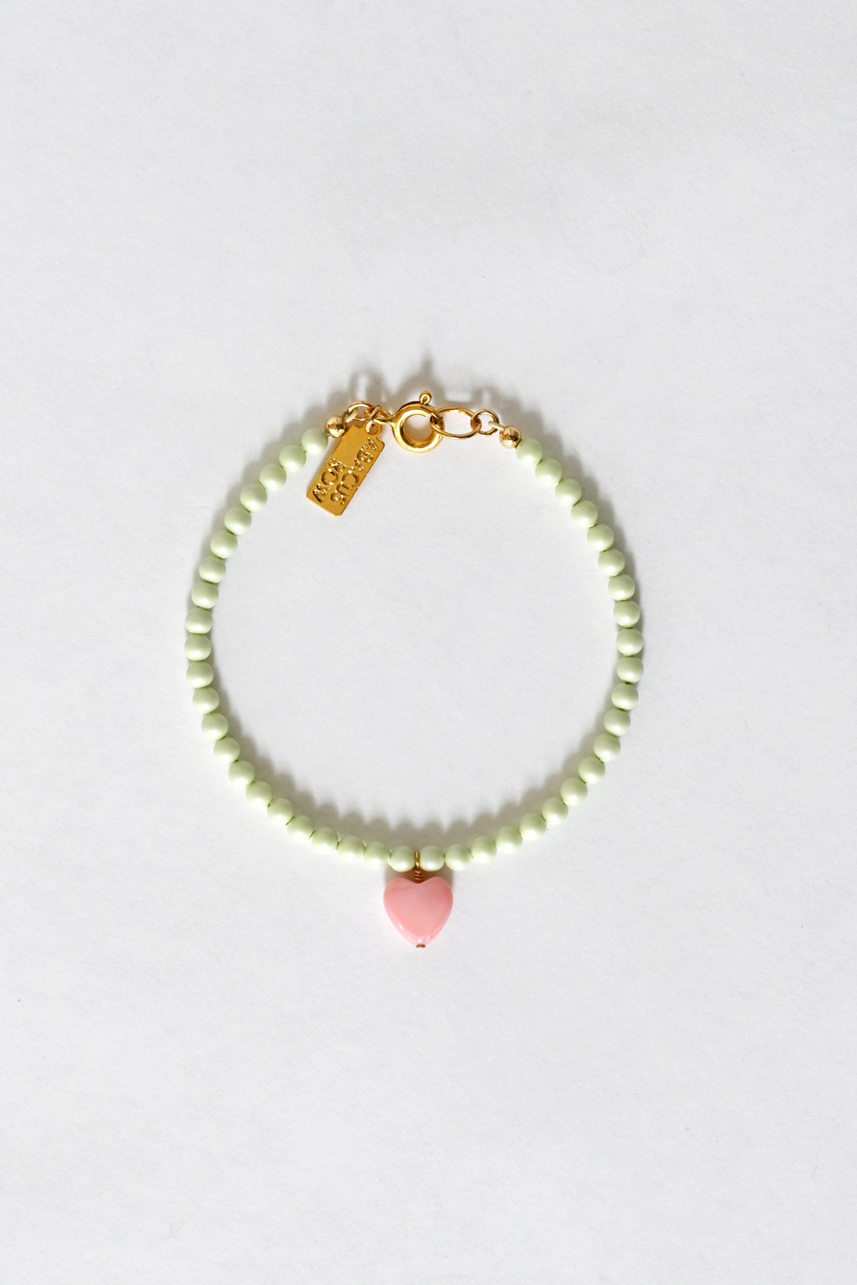 Dream Cloud Green Wishing Heart Bracelet by Abacus Row Handmade Jewelry