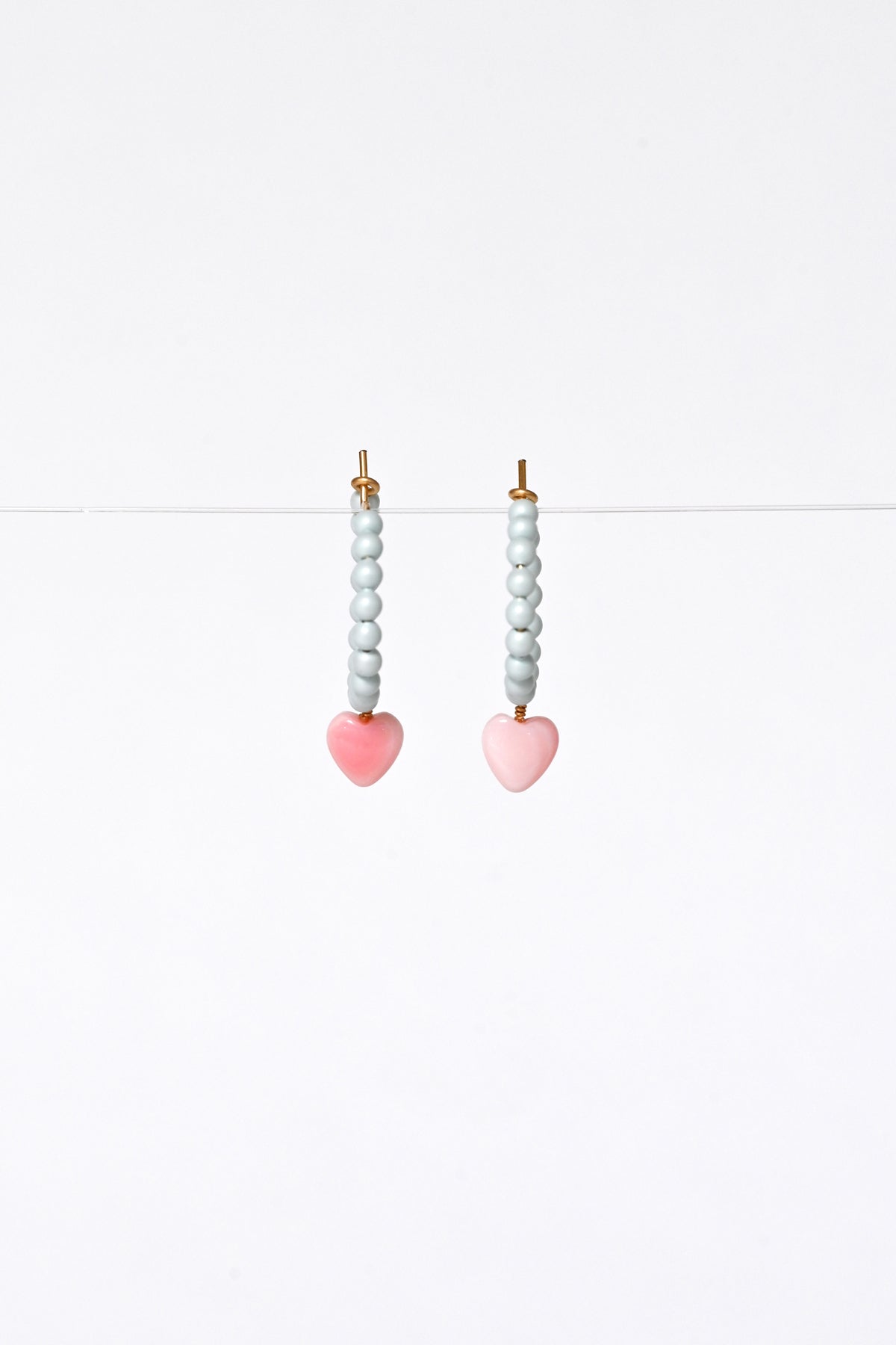 Front View of the Dream Cloud Blue Wishing Heart Earrings by Abacus Row Handmade Jewelry