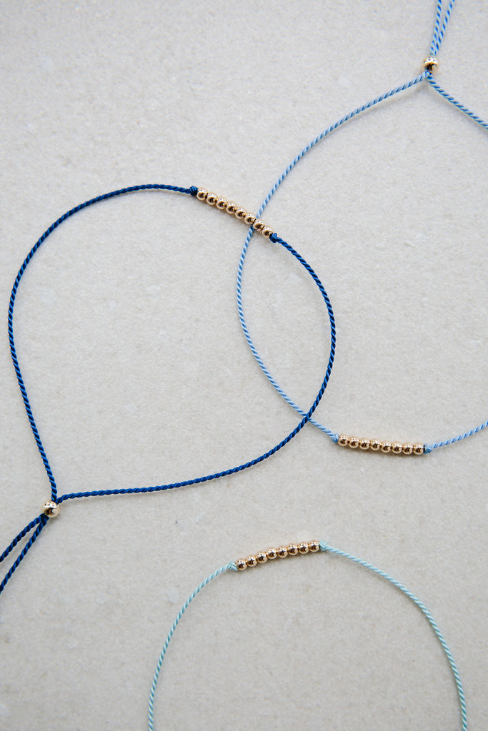 Selection of Friendship Bracelet No.3 in Blue by Abacus Row Handmade Jewelry