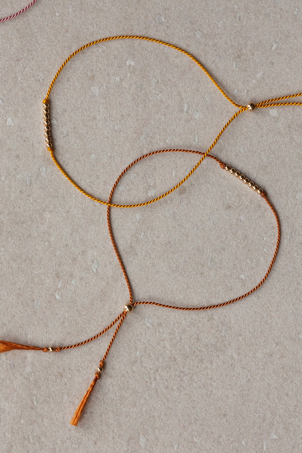 Friendship Bracelet No.3 in Plantain yellow and Clay by Abacus Row Handmade Jewelry