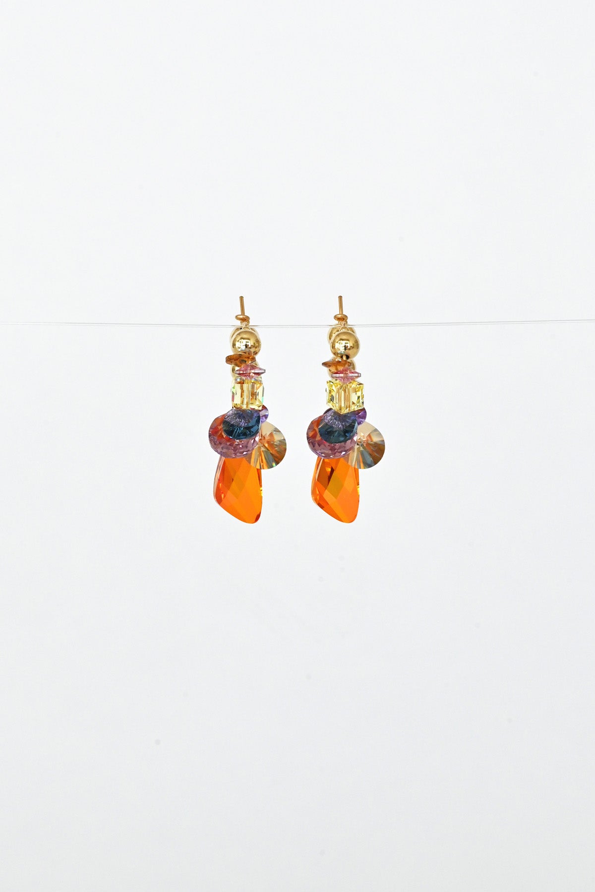 Lady Slipper Earrings No.1 from the Garden Collection front view by Abacus Row Handmade Jewelry