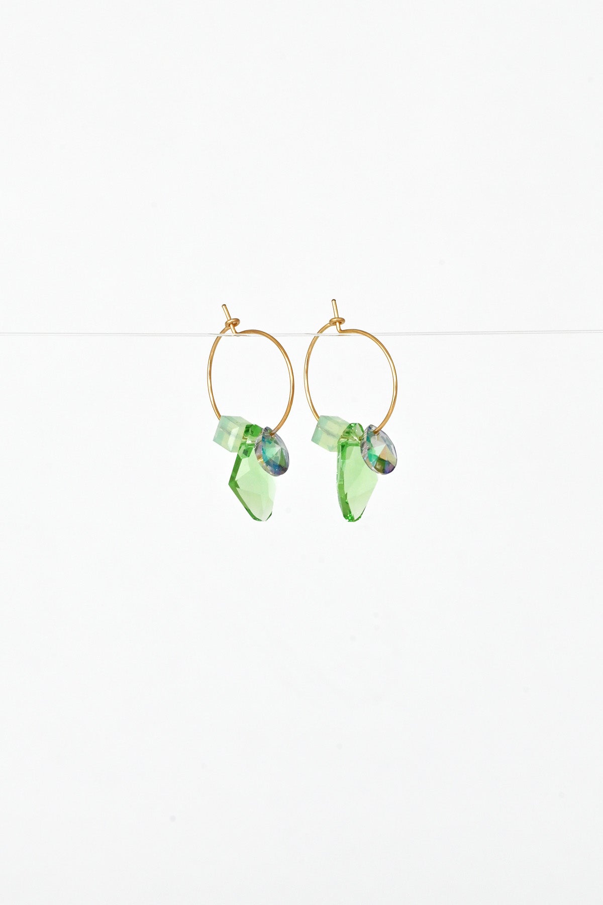 Sage Flower Earrings No.2 from the Garden Collection side view by Abacus Row Handmade Jewelry