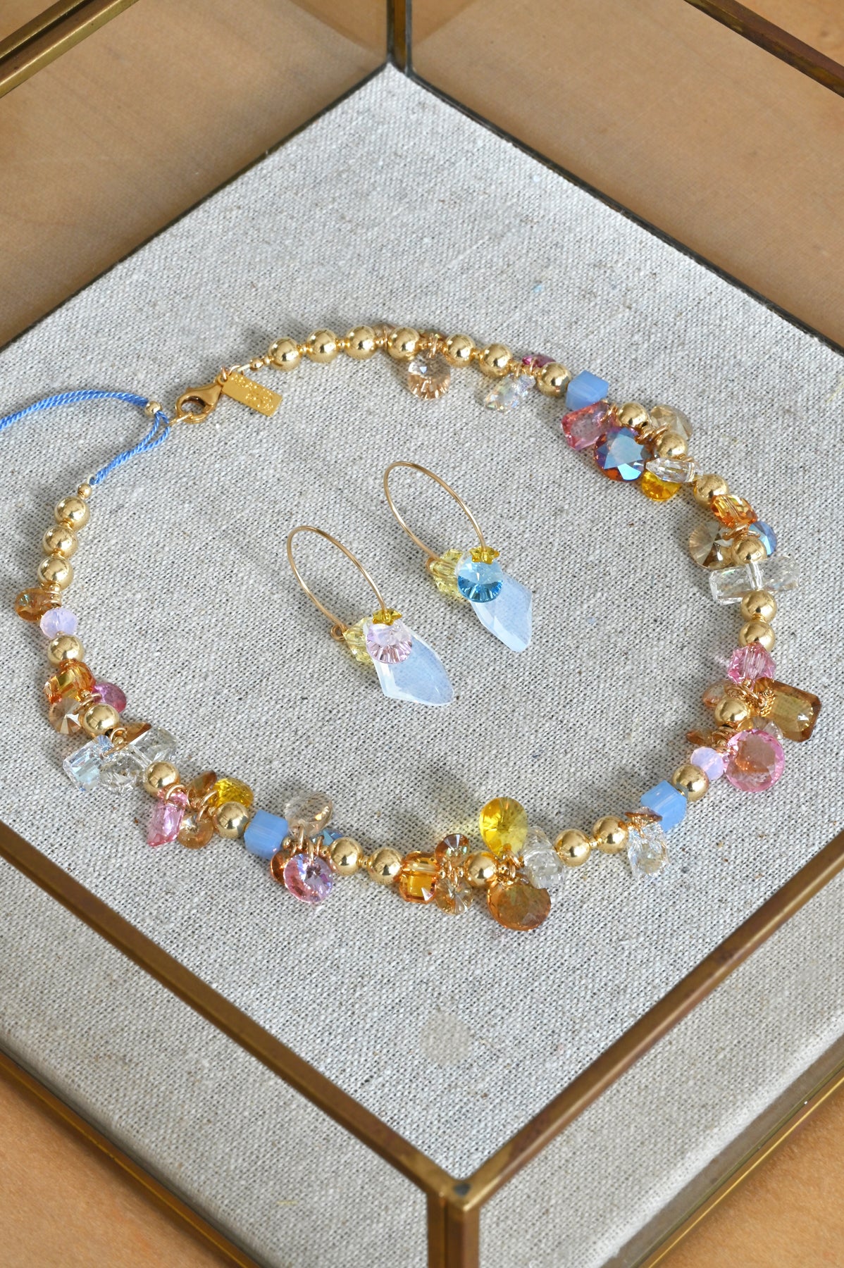 Twin Star Earrings with necklace by Abacus Row Handmade Jewelry