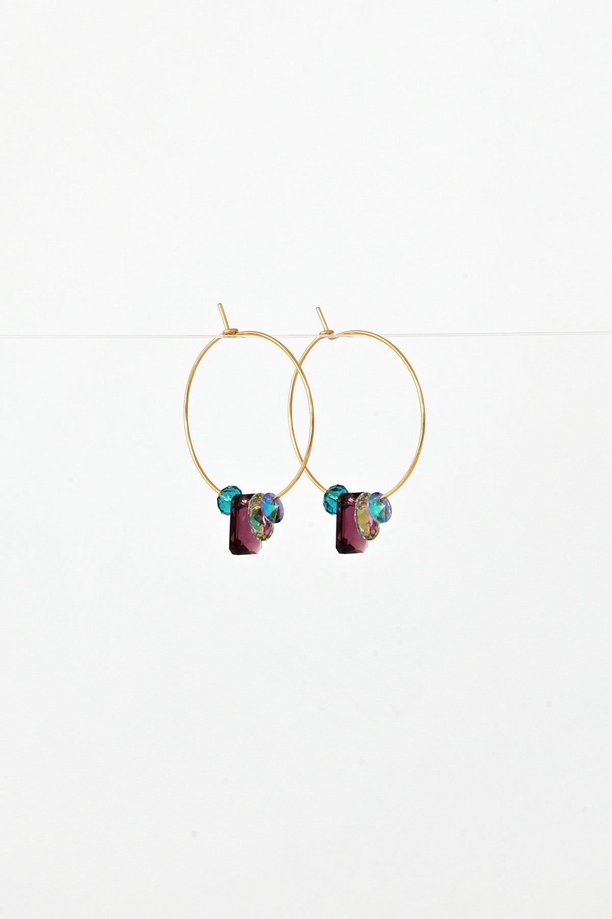 Wild Sweet Pea Earrings No.2 from the Garden Collection side view by Abacus Row Handmade Jewelry