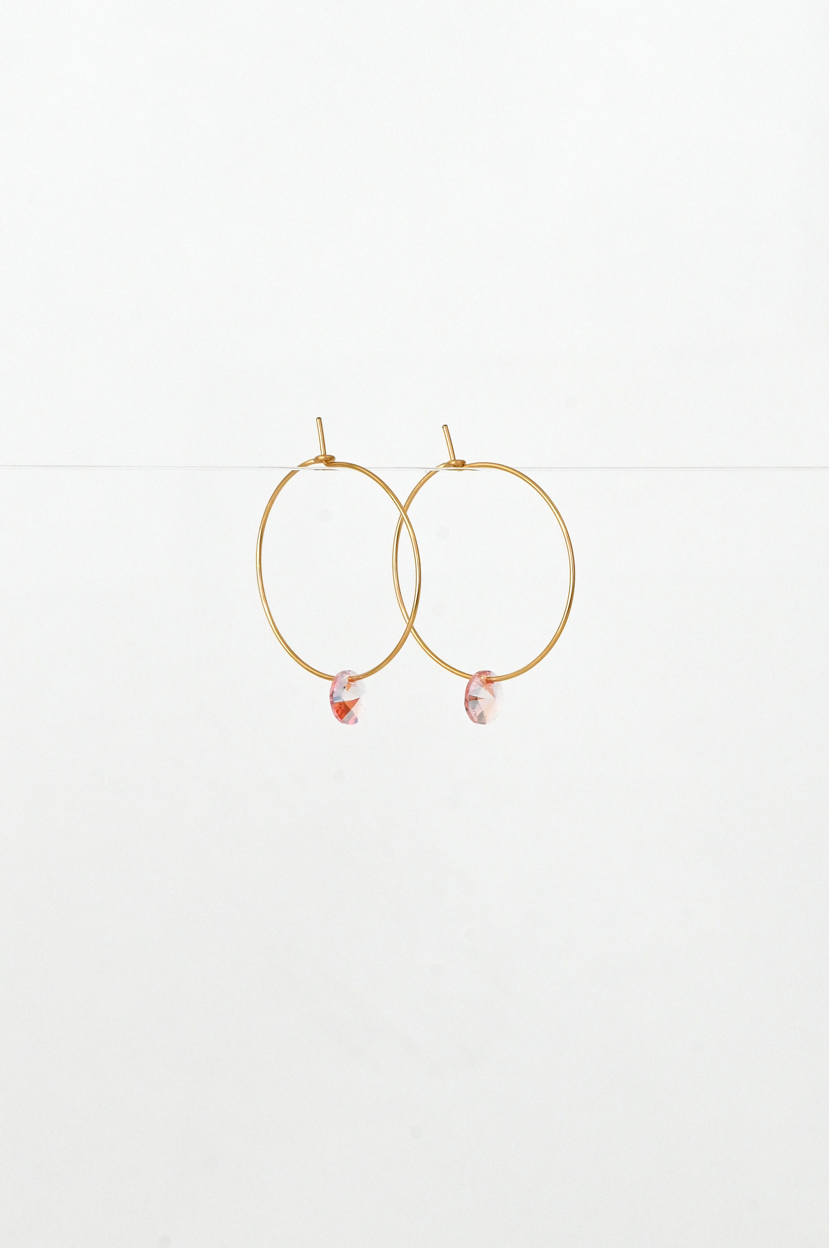 Large Petal Earrings in Pink Rose side view by Abacus Row Handmade Jewelry