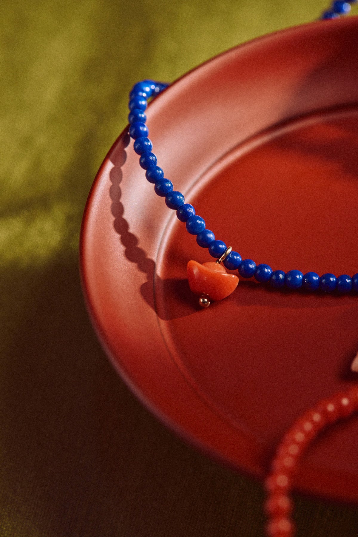 Mai Lapis Coral Ingot Bracelet detail at Abacus Row Handmade Jewelry