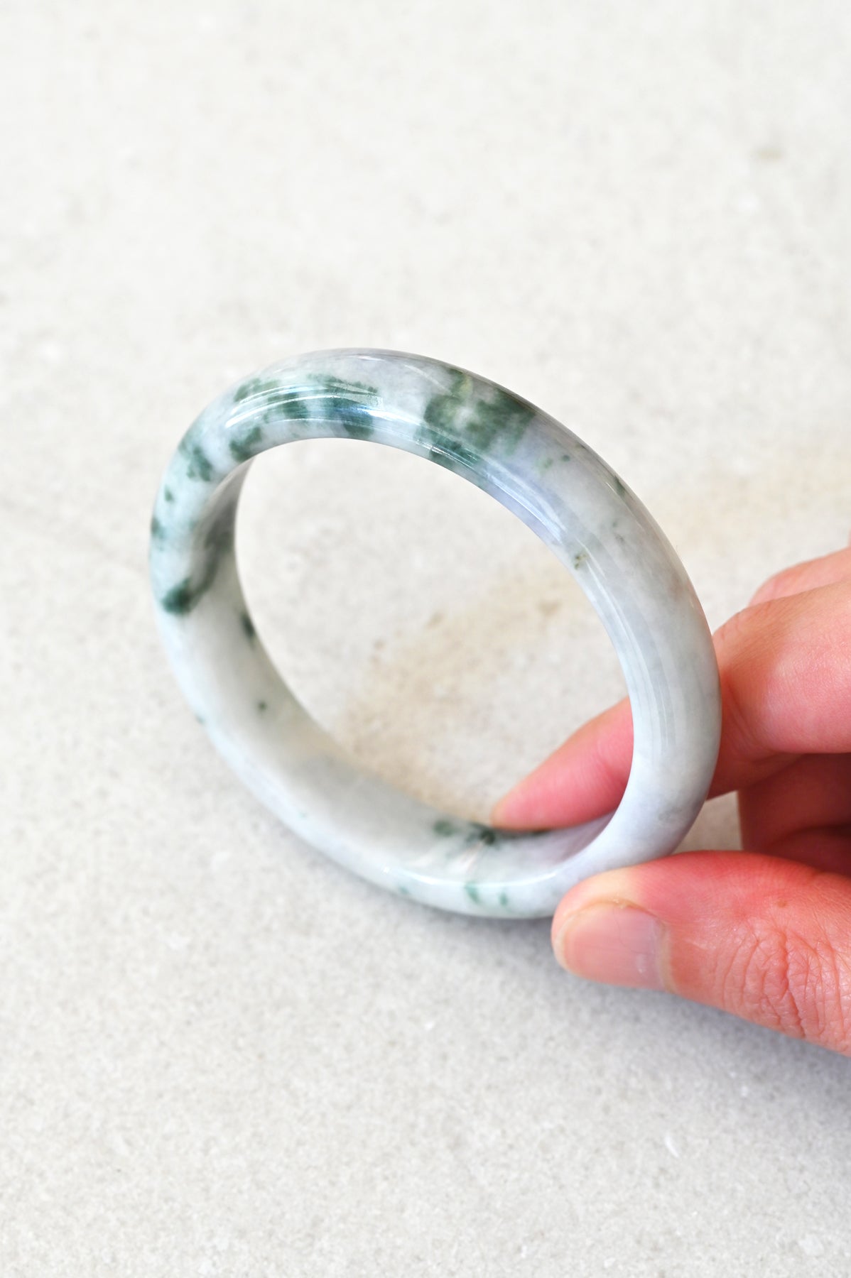 Mai Jade Bangle No.26 upright at Abacus Row Handmade Jewelry