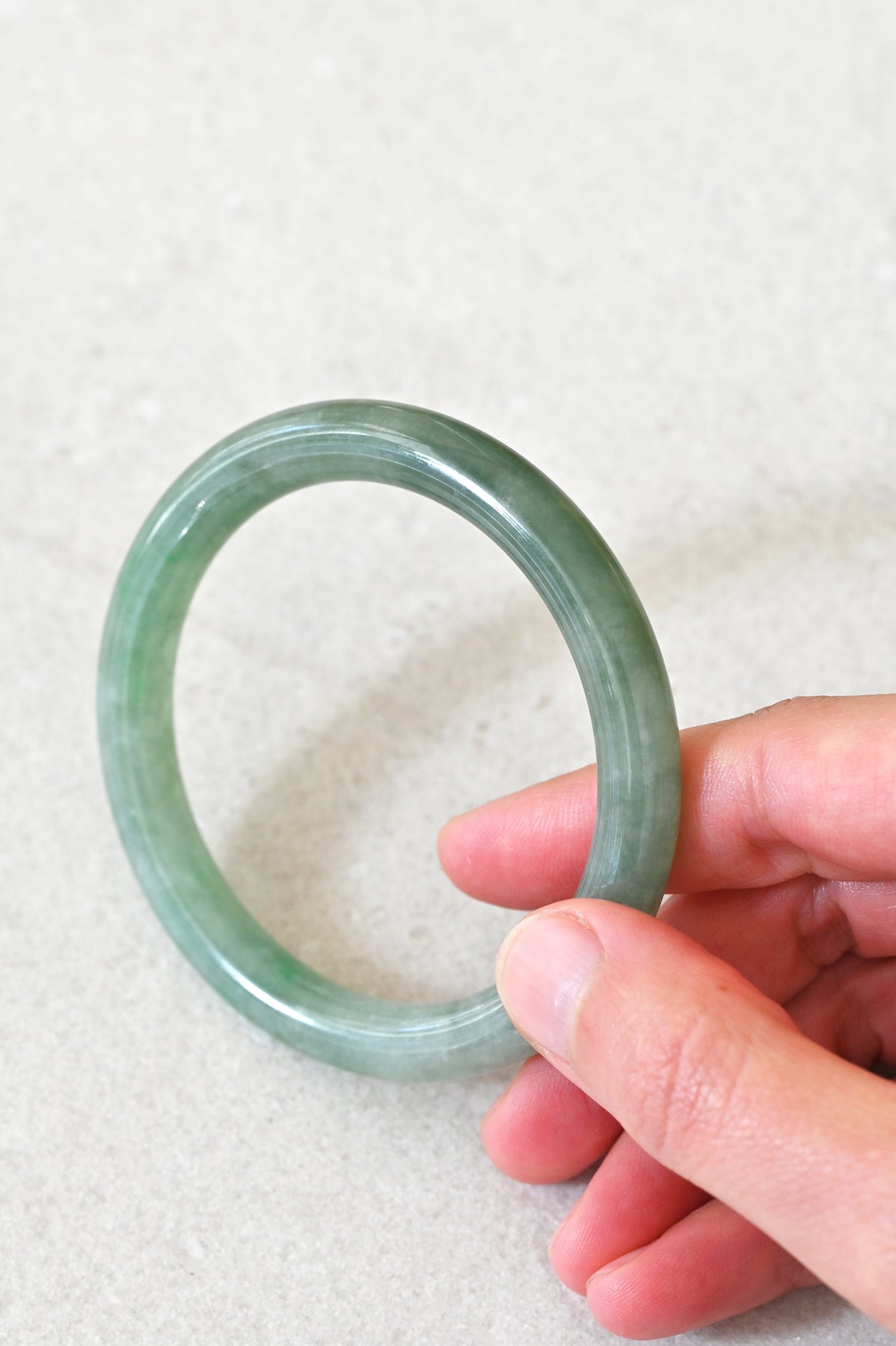 Mai Jade Bangle No.27 upright at Abacus Row Handmade Jewelry