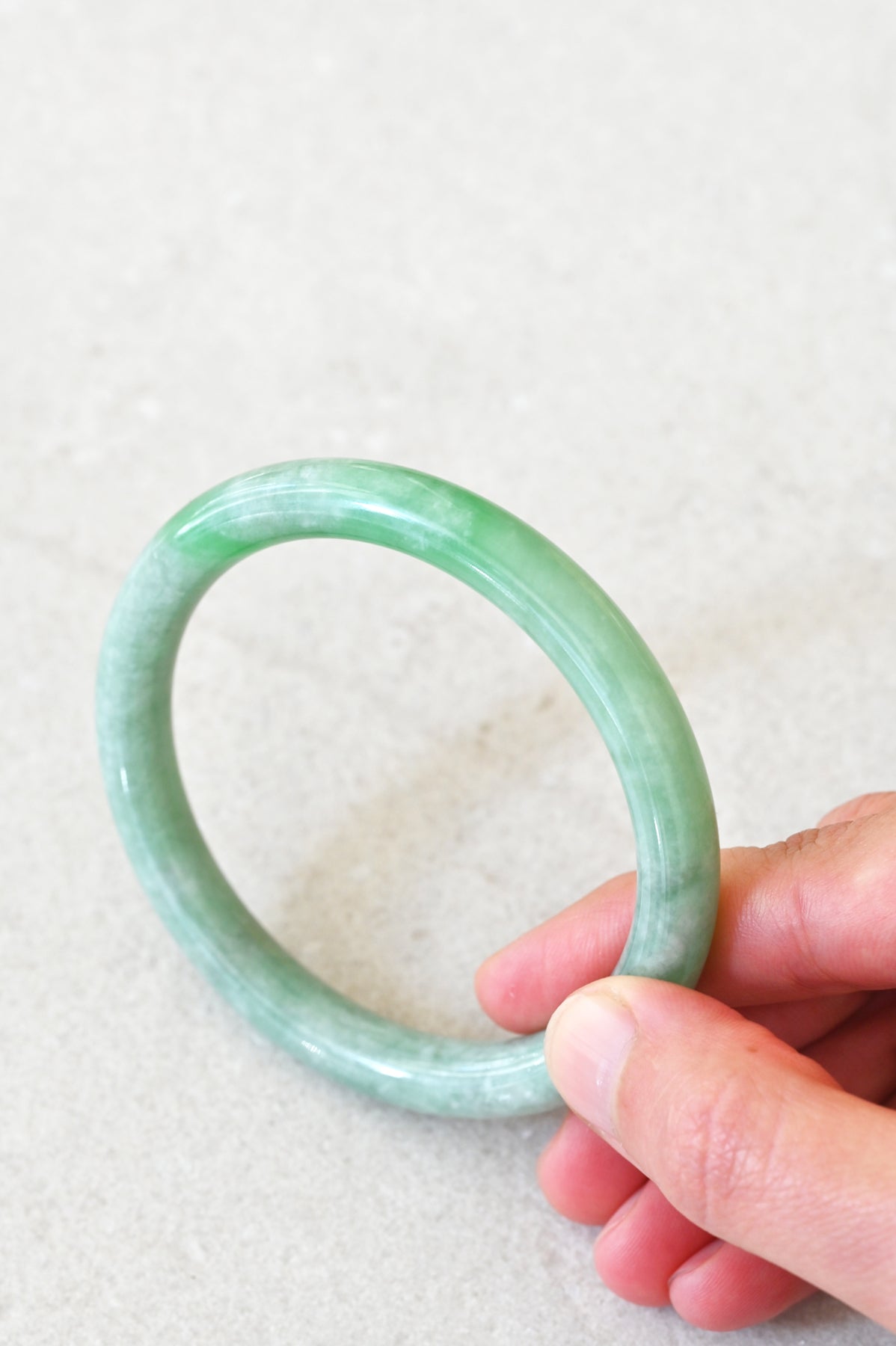Mai Jade Bangle No.30 upright at Abacus Row Handmade Jewelry