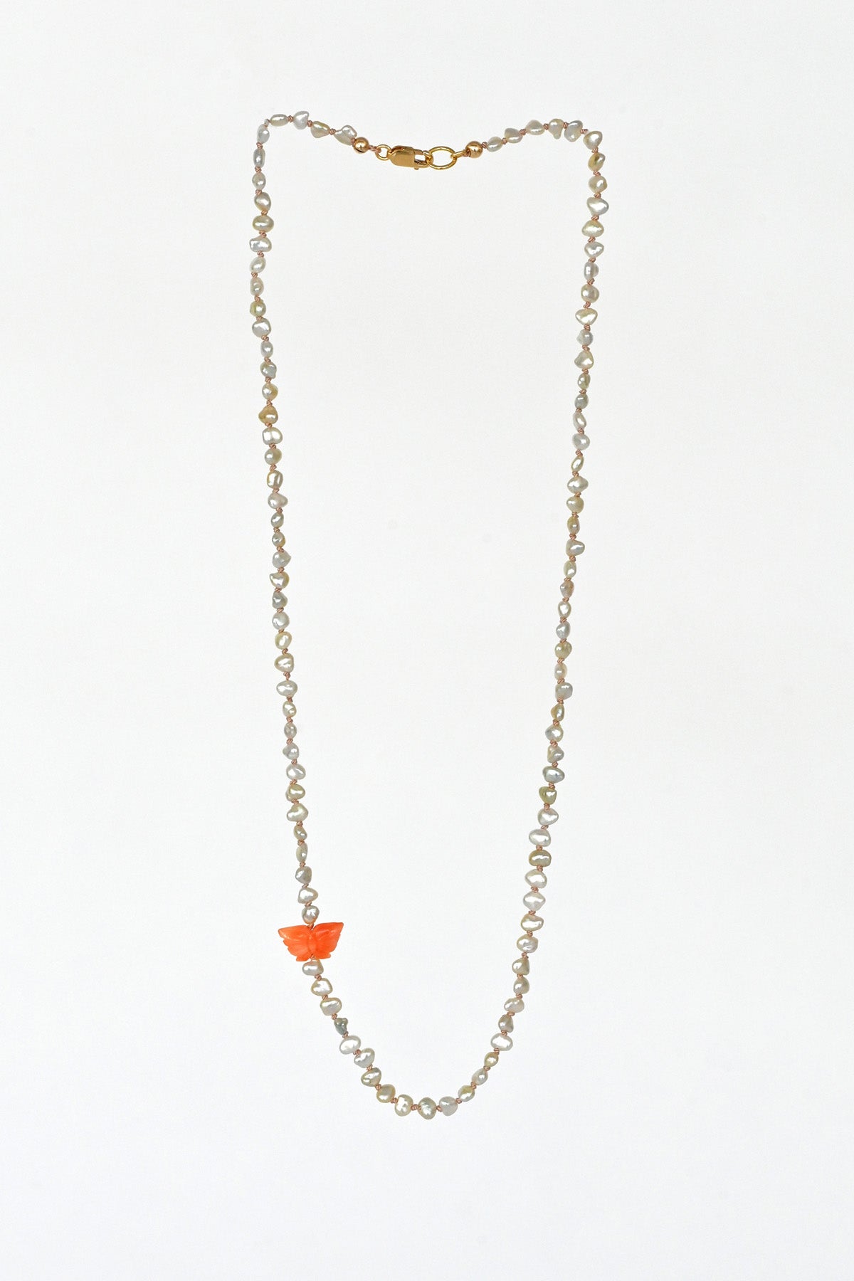 Mai Pearl Necklace with Butterfly at Abacus Row Handmade Jewelry