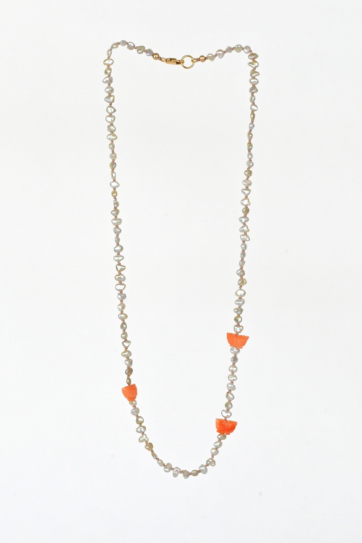 Mai Pearl Necklace with 3 Butterflies at Abacus Row Handmade Jewelry