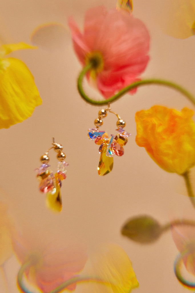 Mimosa Earrings and Poppies in the Garden Collection at Abacus Row Handmade Jewelry