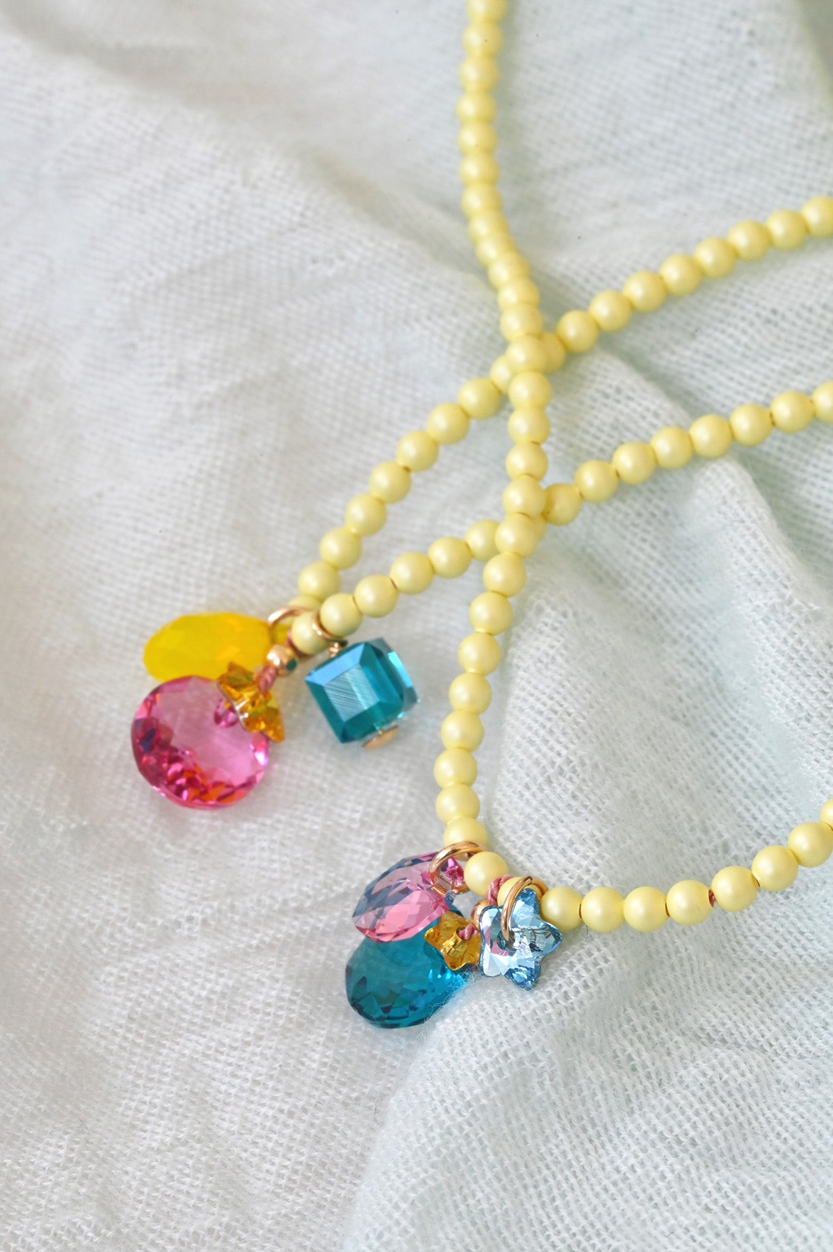 Moon Drops No2 and No1 Necklaces Detail by Abacus Row Handmade Jewelry