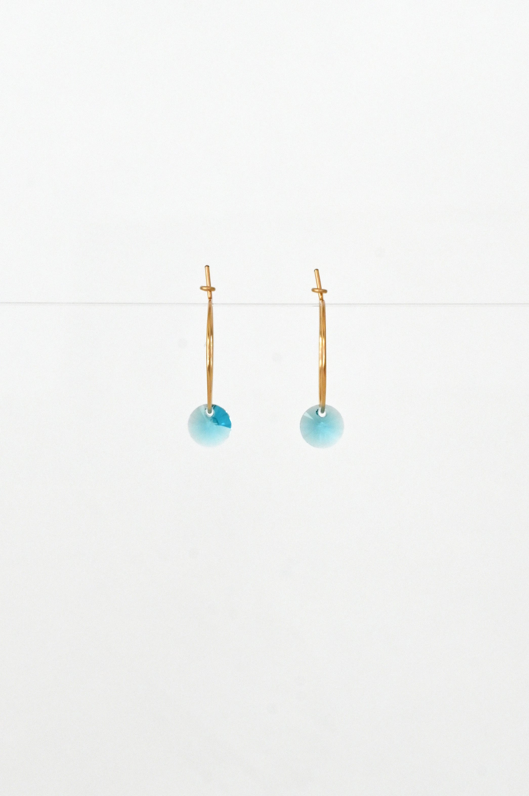 Small Petal Earrings in Blue Star front view by Abacus Row Handmade Jewelry