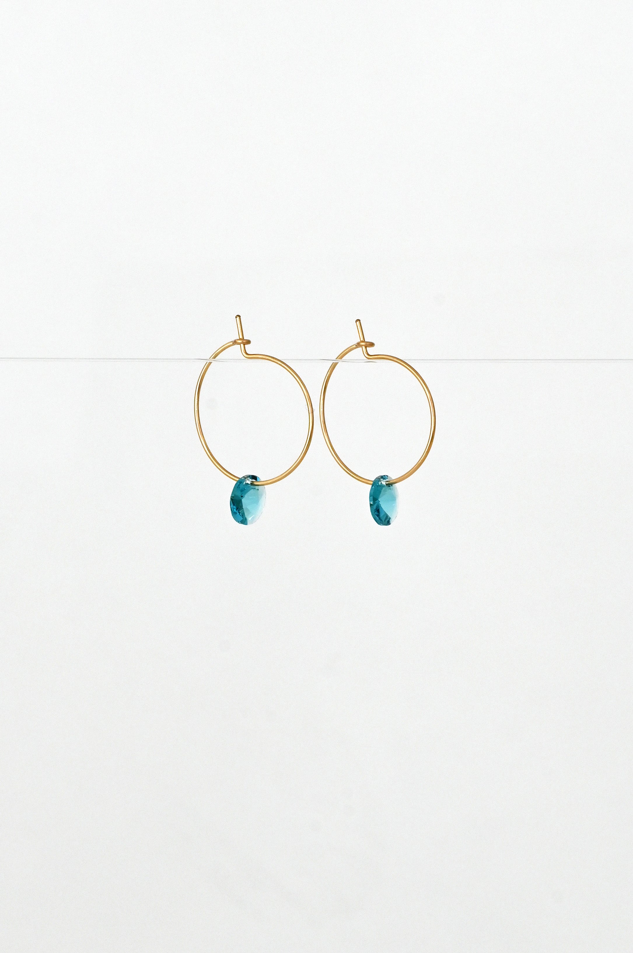 Small Petal Earrings in Blue Star side view by Abacus Row Handmade Jewelry