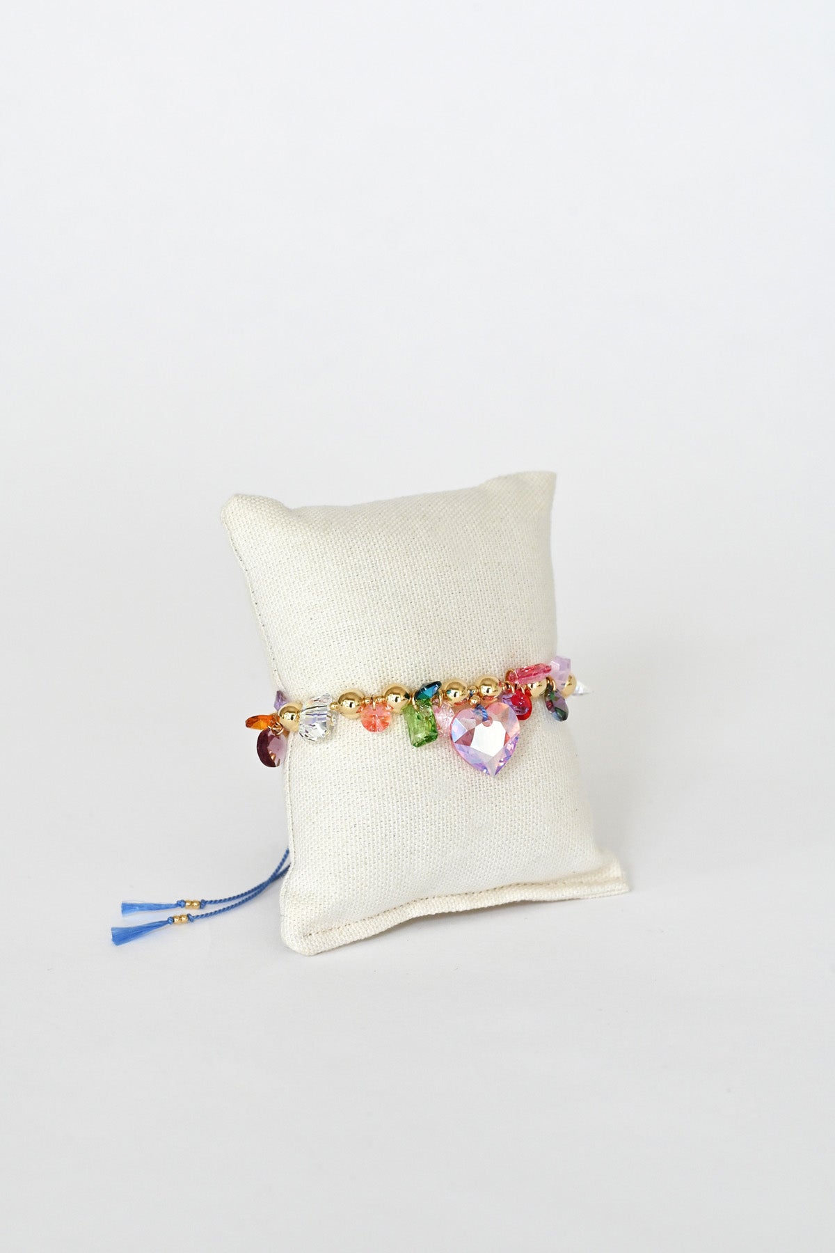 Superbloom Bracelet No6 with Heart crystal front in the Garden Collection at Abacus Row Handmade Jewelry