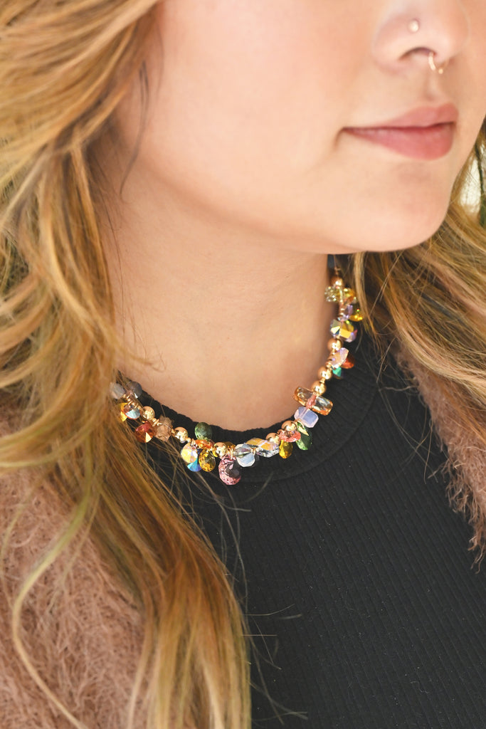 Superbloom Necklace No1 in the Garden Collection on Model at Abacus Row Jewelry