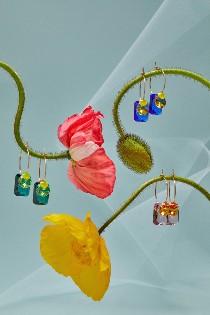 Sweet Pea Hoop Earrings in the Garden Collection at Abacus Row Handmade Jewelry