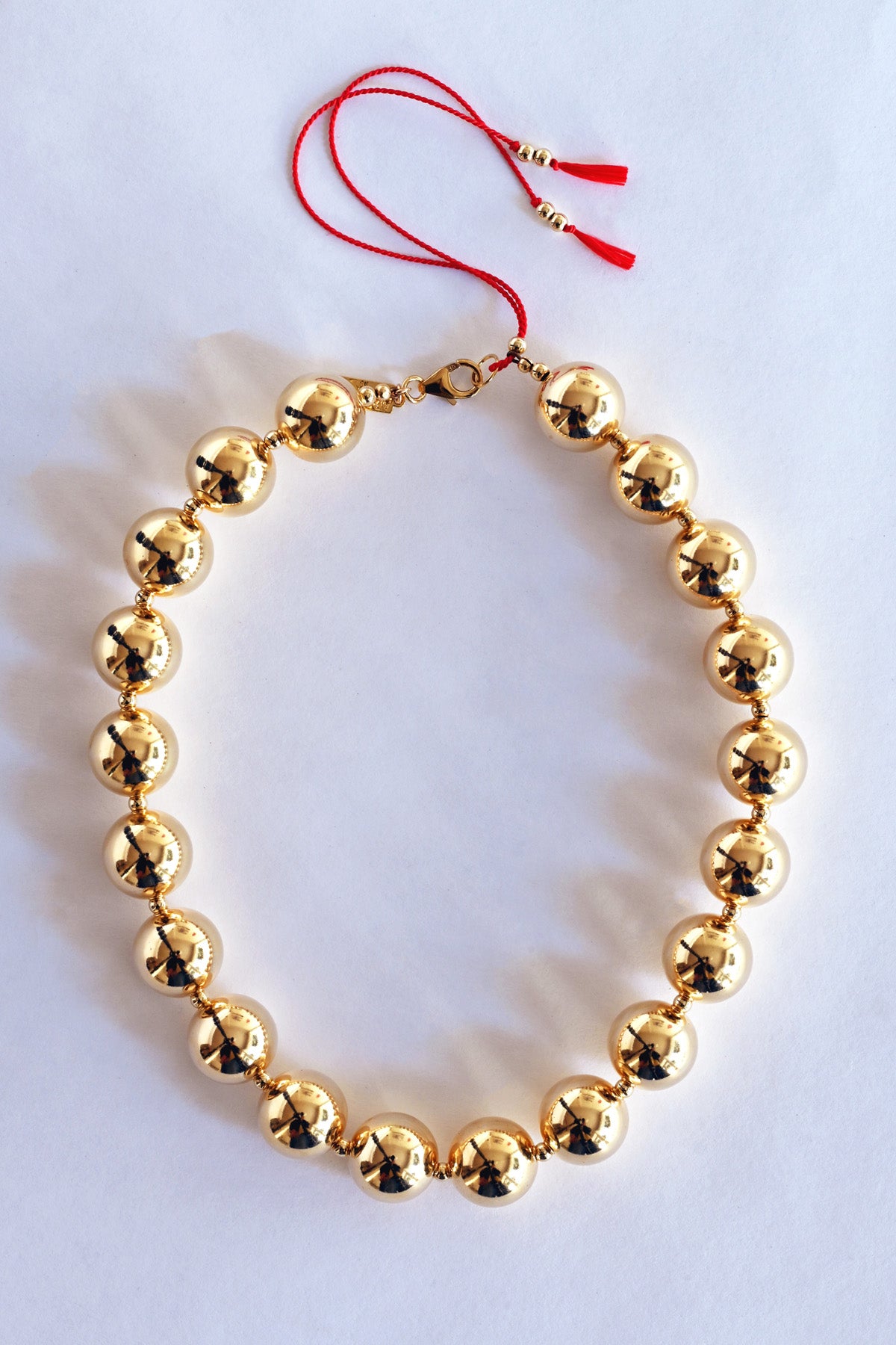 Yuan Yuan Necklace with Red Tassels by Abacus Row Handmade Jewelry