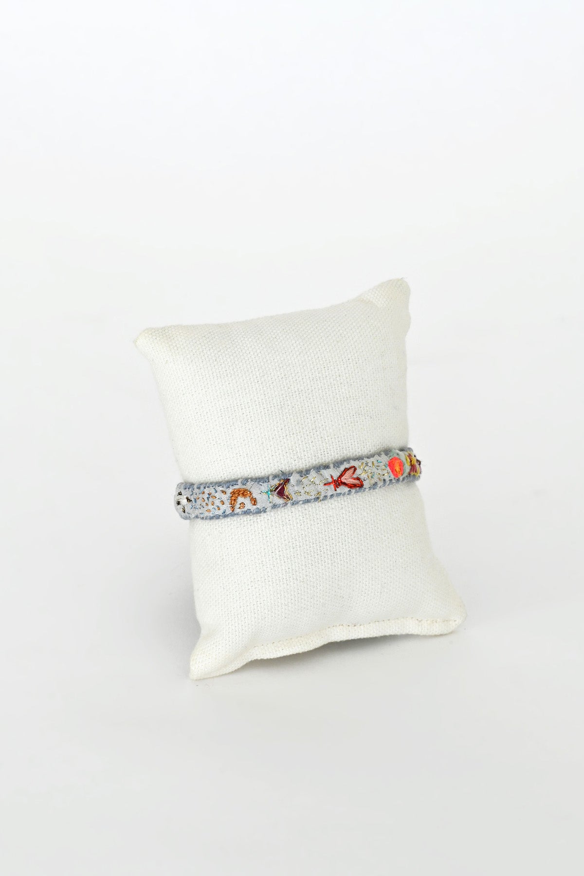 Light Blue Embroidered Bracelet by Antomoon at Abacus Row Jewelry