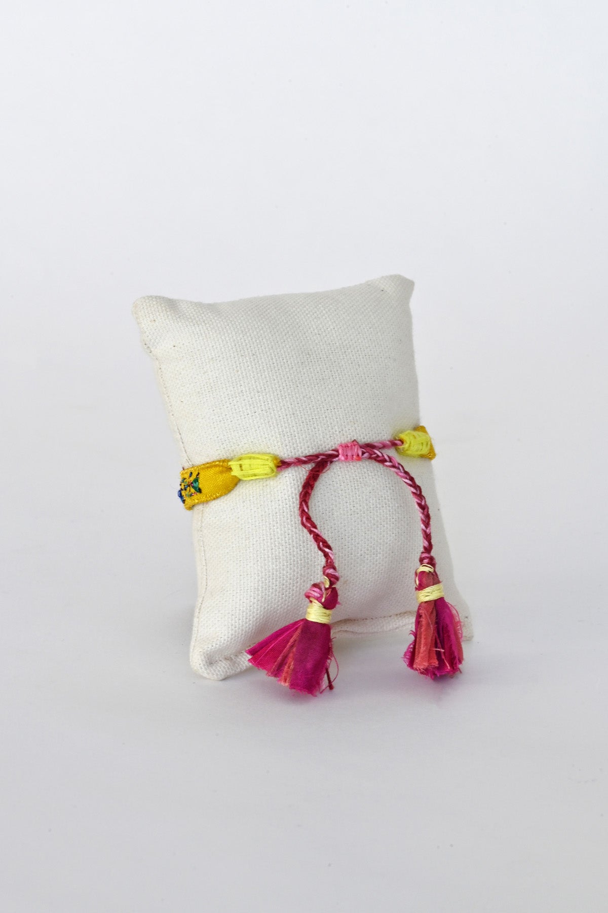Back of Yellow Embroidered Bracelet by Antomoon at Abacus Row Handmade Jewelry