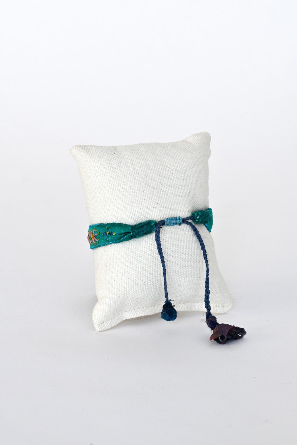 Back of Teal Embroidered Bracelet by Antomoon at Abacus Row Handmade Jewelry