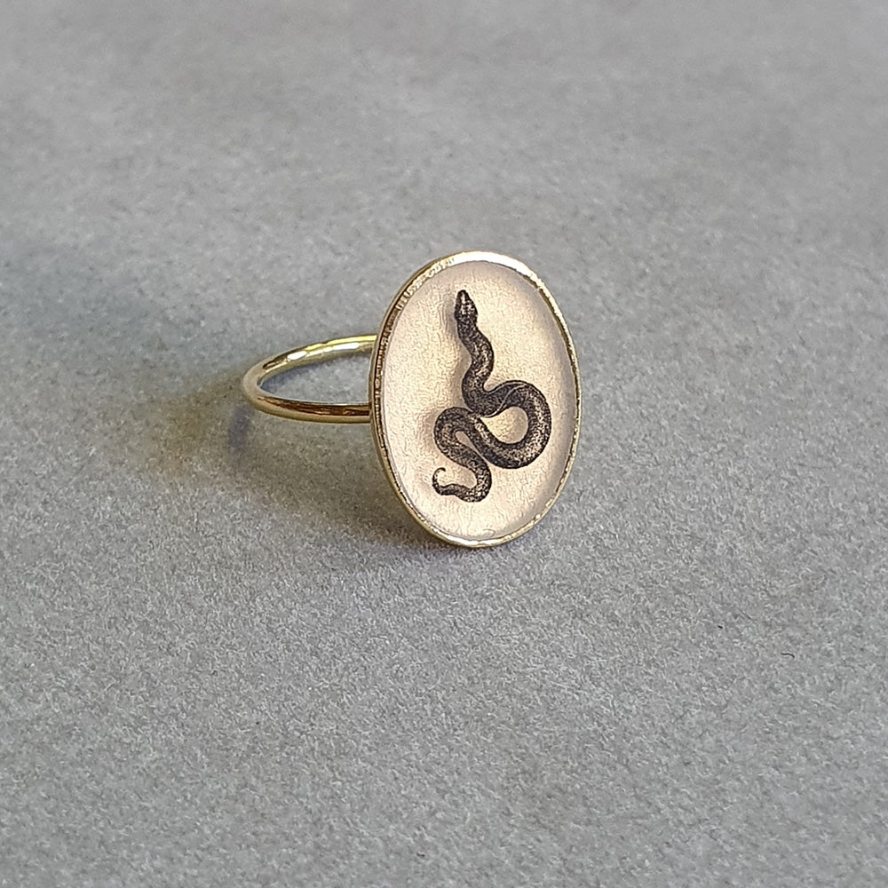 Oval Snake Ring by Anzu at Abacus Row Handmade Jewelry