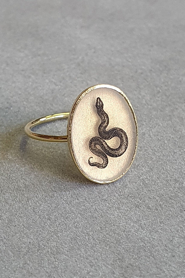 Oval Snake Ring by Anzu at Abacus Row Handmade Jewelry