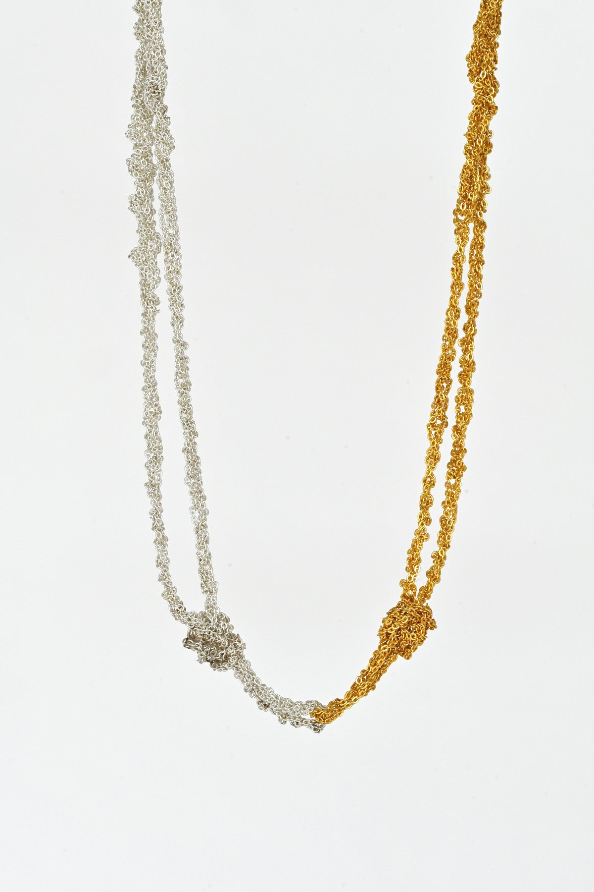 Silver and gold Siamese Choker Necklace by Arielle de Pinto at Abacus Row Handmade Jewelry