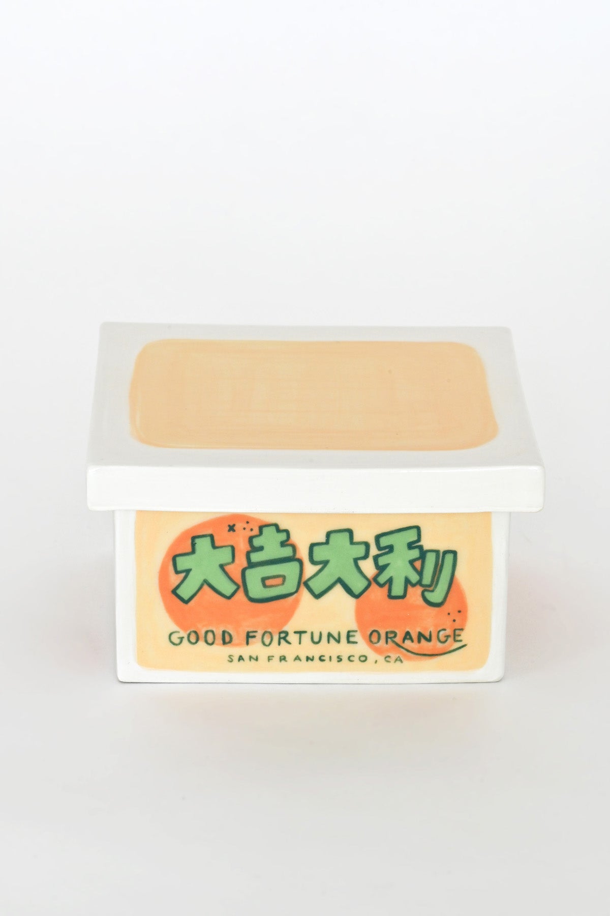 Good Fortune Orange Trinket Box with Lid by Caf Caf Ceramique at Abacus Row