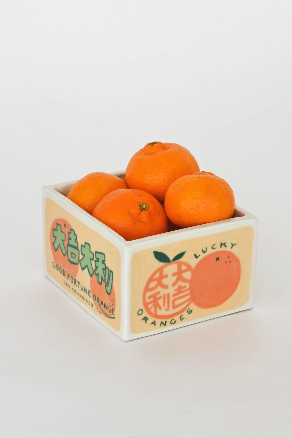 Good Fortune Orange Trinket Box with Lid by Caf Caf Ceramique at Abacus Row