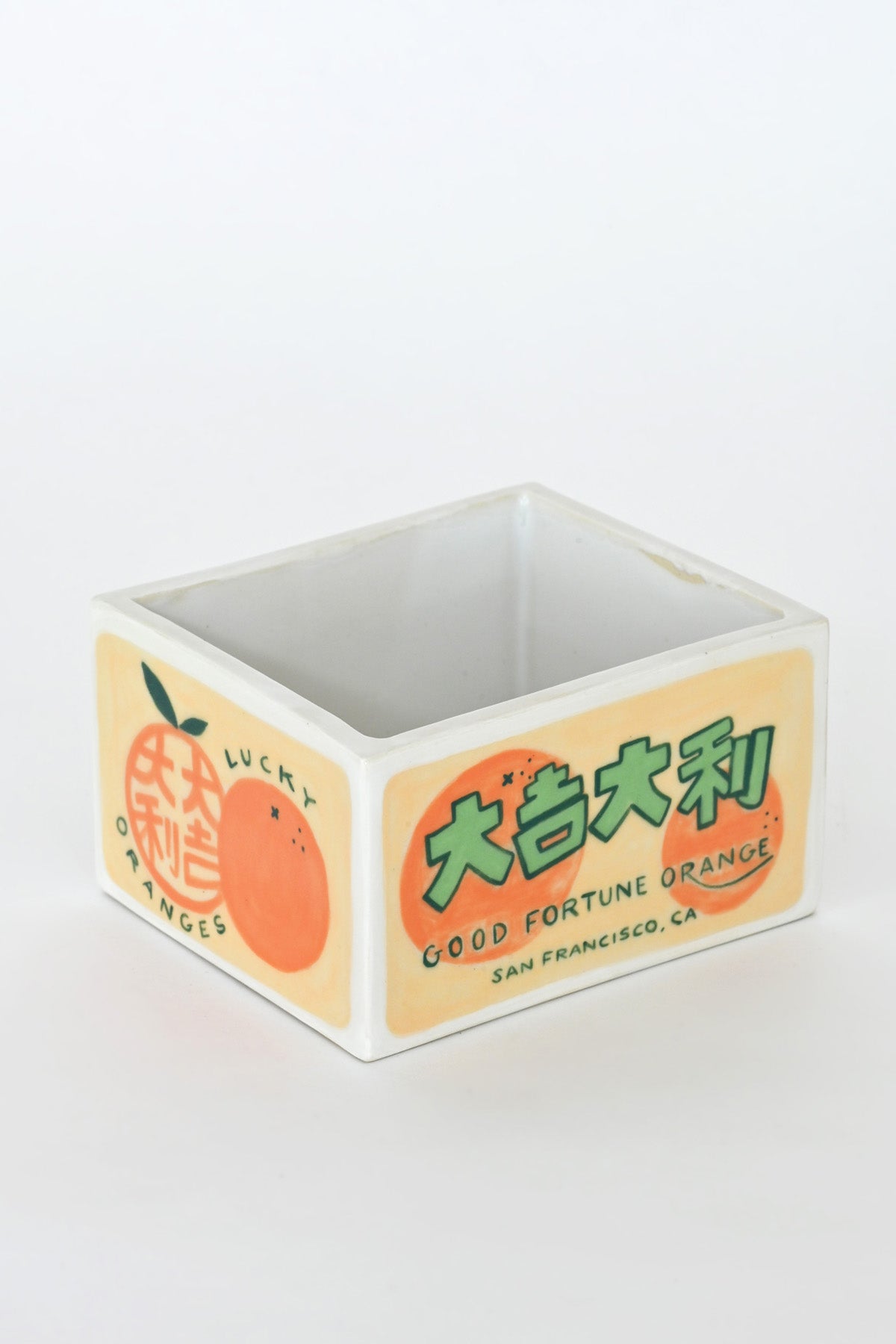 Good Fortune Orange Trinket Box with Lid by Caf Caf Ceramique at Abacus Row