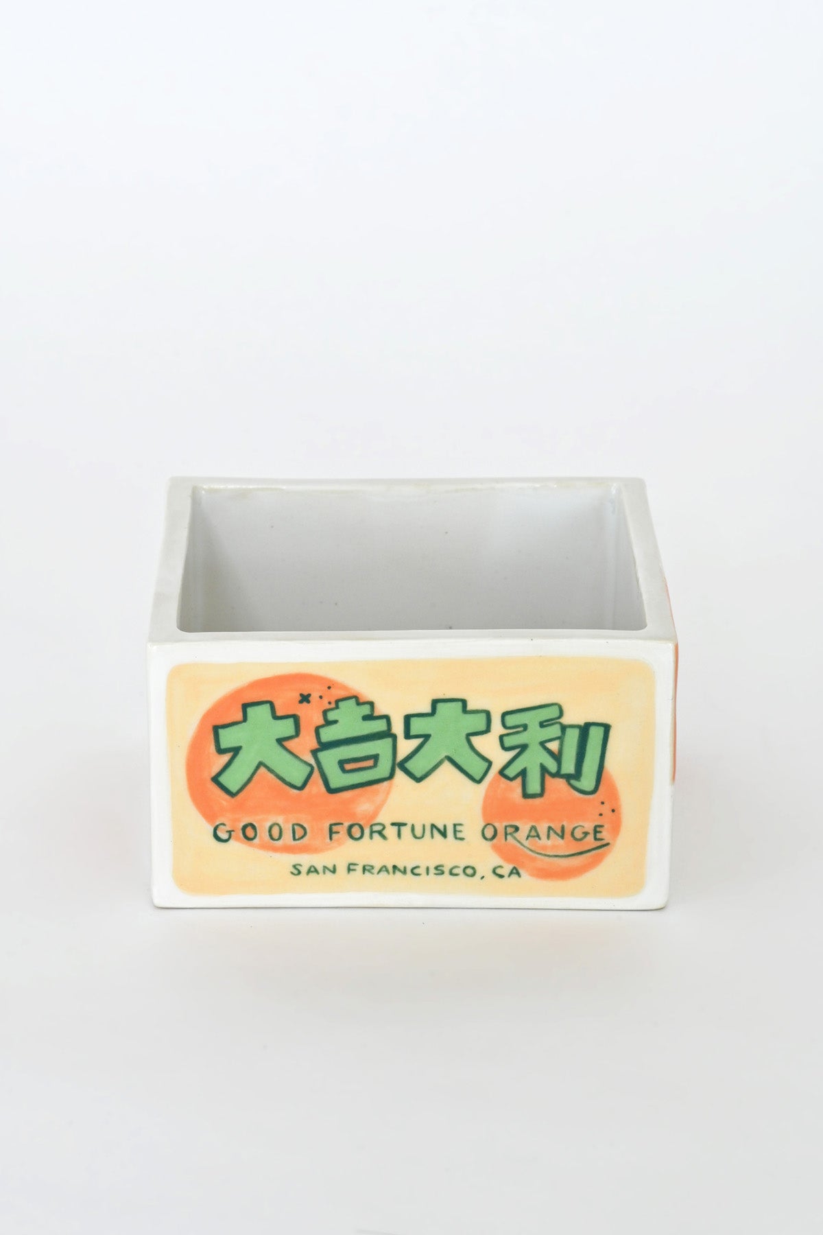 Good Fortune Orange Trinket Box with Lid by Caf Caf Ceramique at Abacus Row