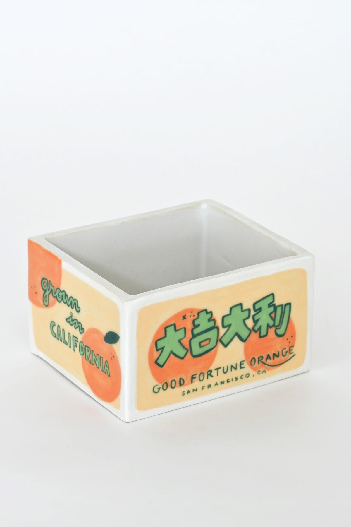 Good Fortune Orange Trinket Box with Lid by Caf Caf Ceramique at Abacus Row