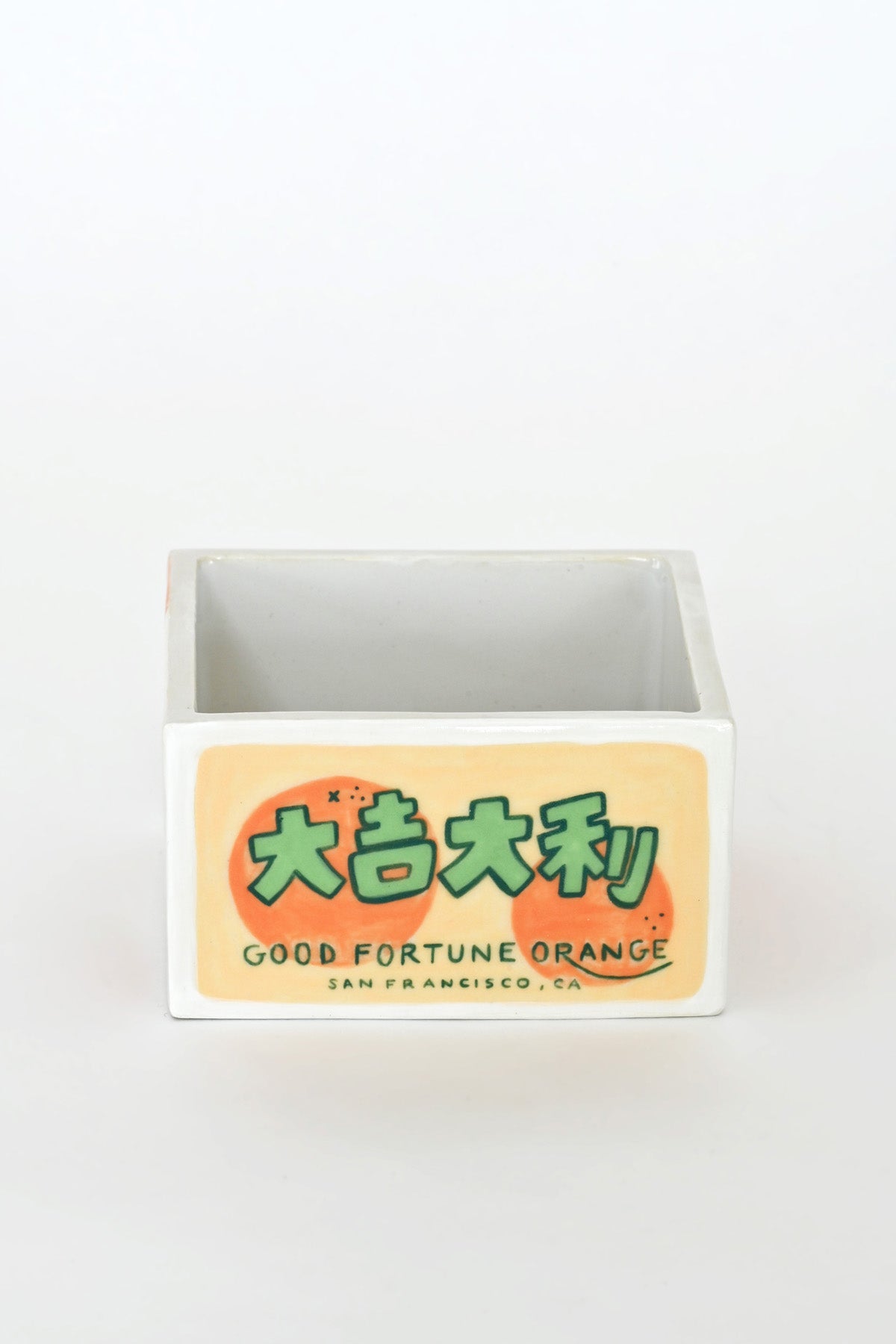 Good Fortune Orange Trinket Box with Lid by Caf Caf Ceramique at Abacus Row