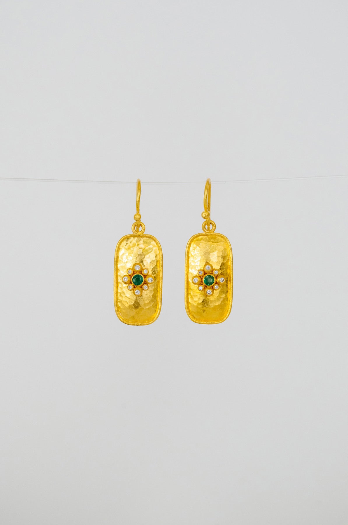 Emerald Shield Earrings by Cevherun at Abacus Row Handmade Jewelry