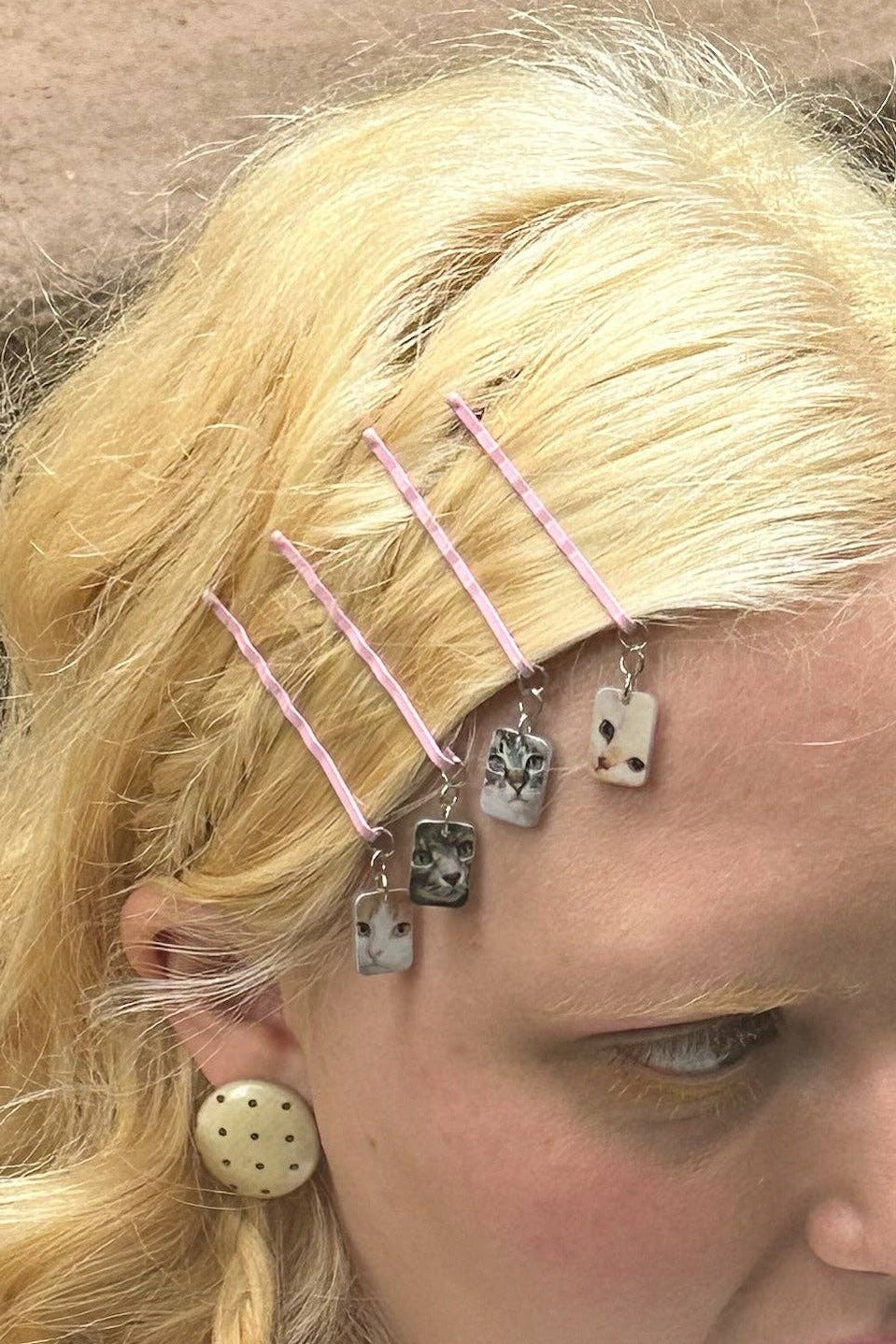 Styled Kitty Bobby Pins by Chunks at Abacus Row Handmade Jewelry