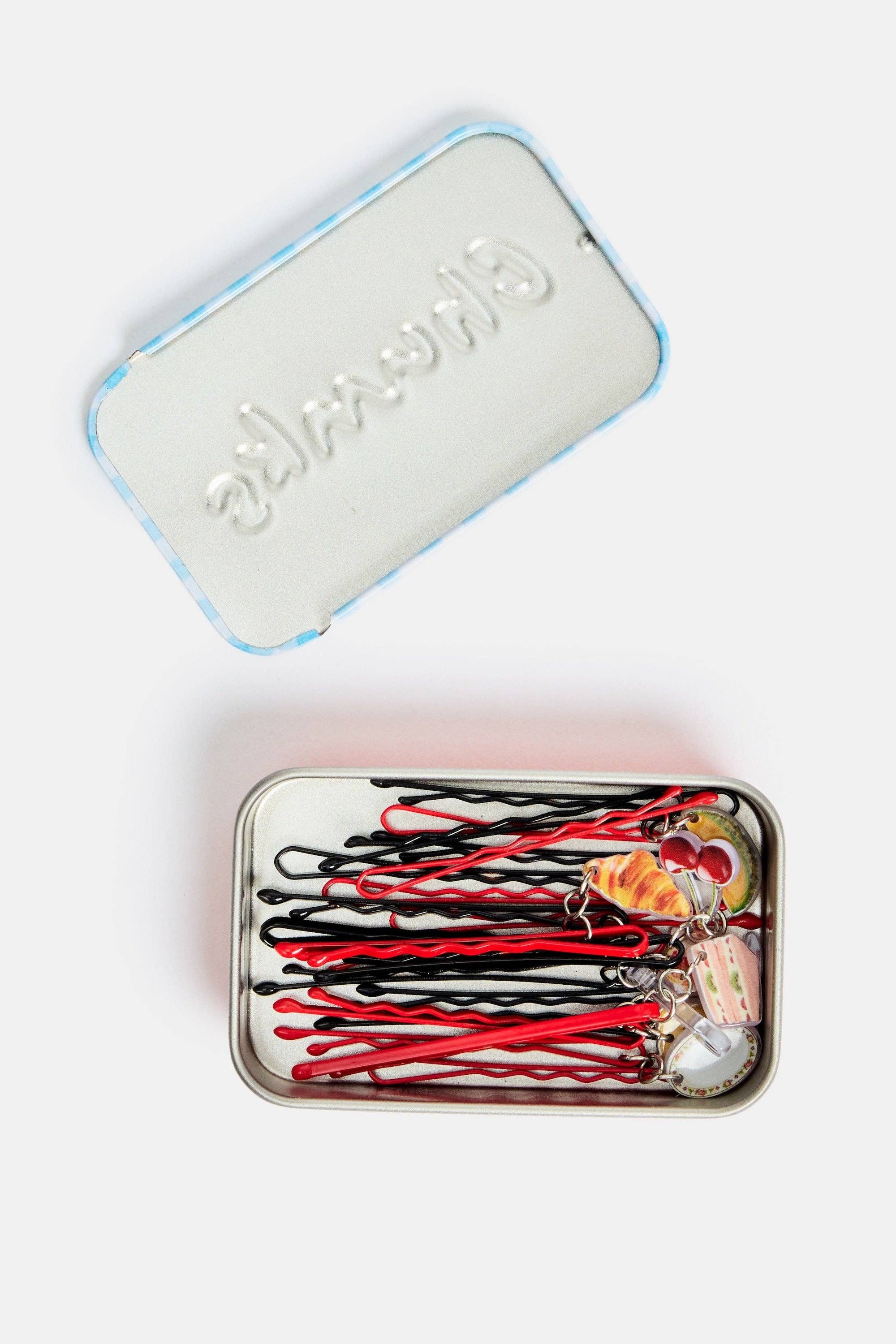 Open Tin of the Picnic Bobby Pins by Chunks at Abacus Row Handmade Jewelry