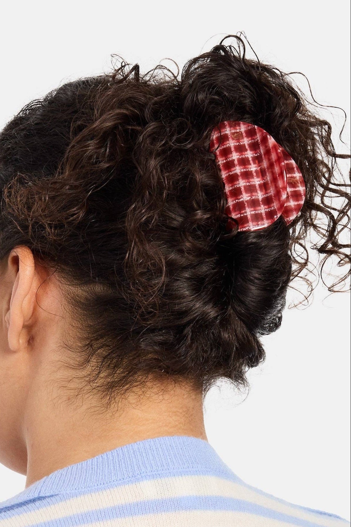 Red Plaid Juno Claw in hair by Chunks at Abacus Row Jewelry