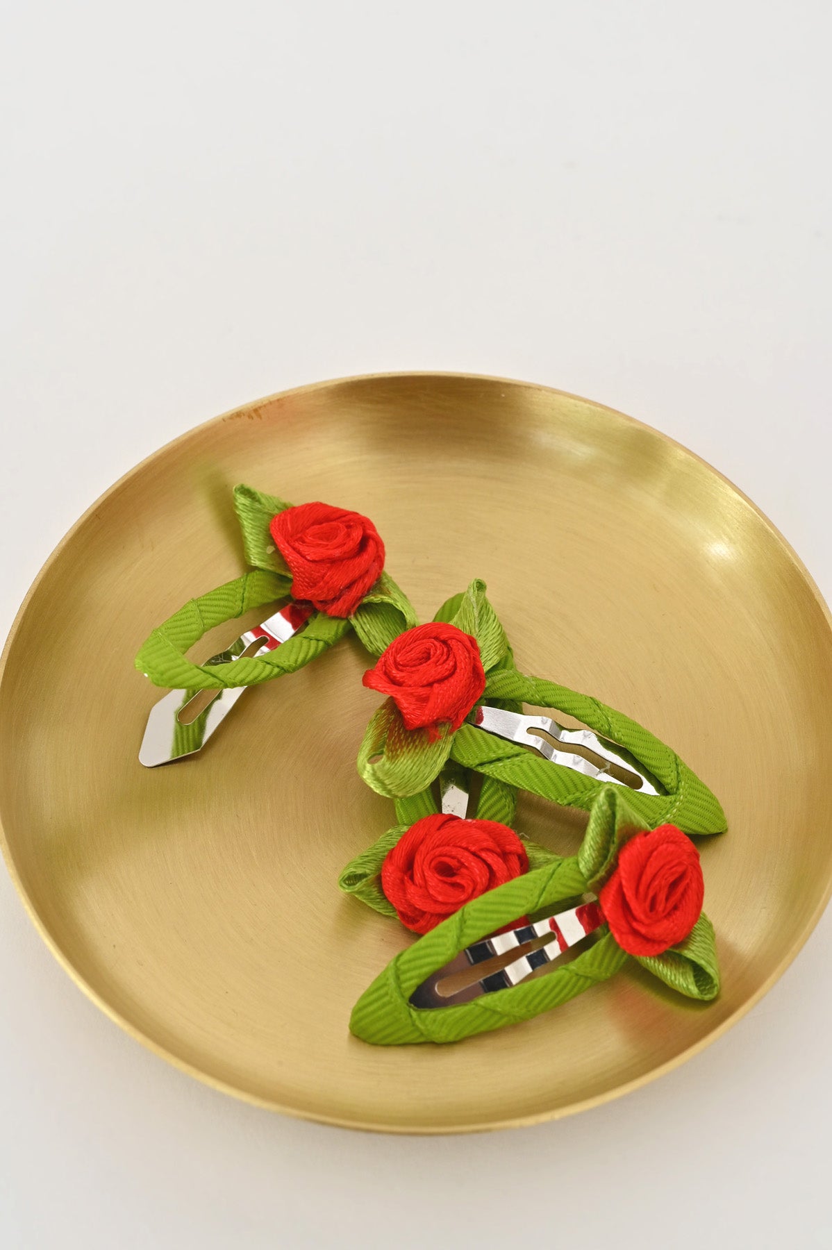 Dished Red Rosette Snap Clips by Chunks at Abacus Row Jewelry